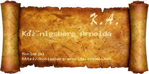 Königsberg Arnolda névjegykártya